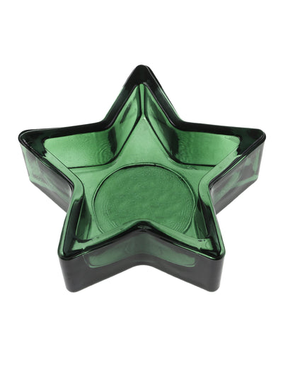 Bougeoir étoile en verre vert sapin 9 x 3 cm