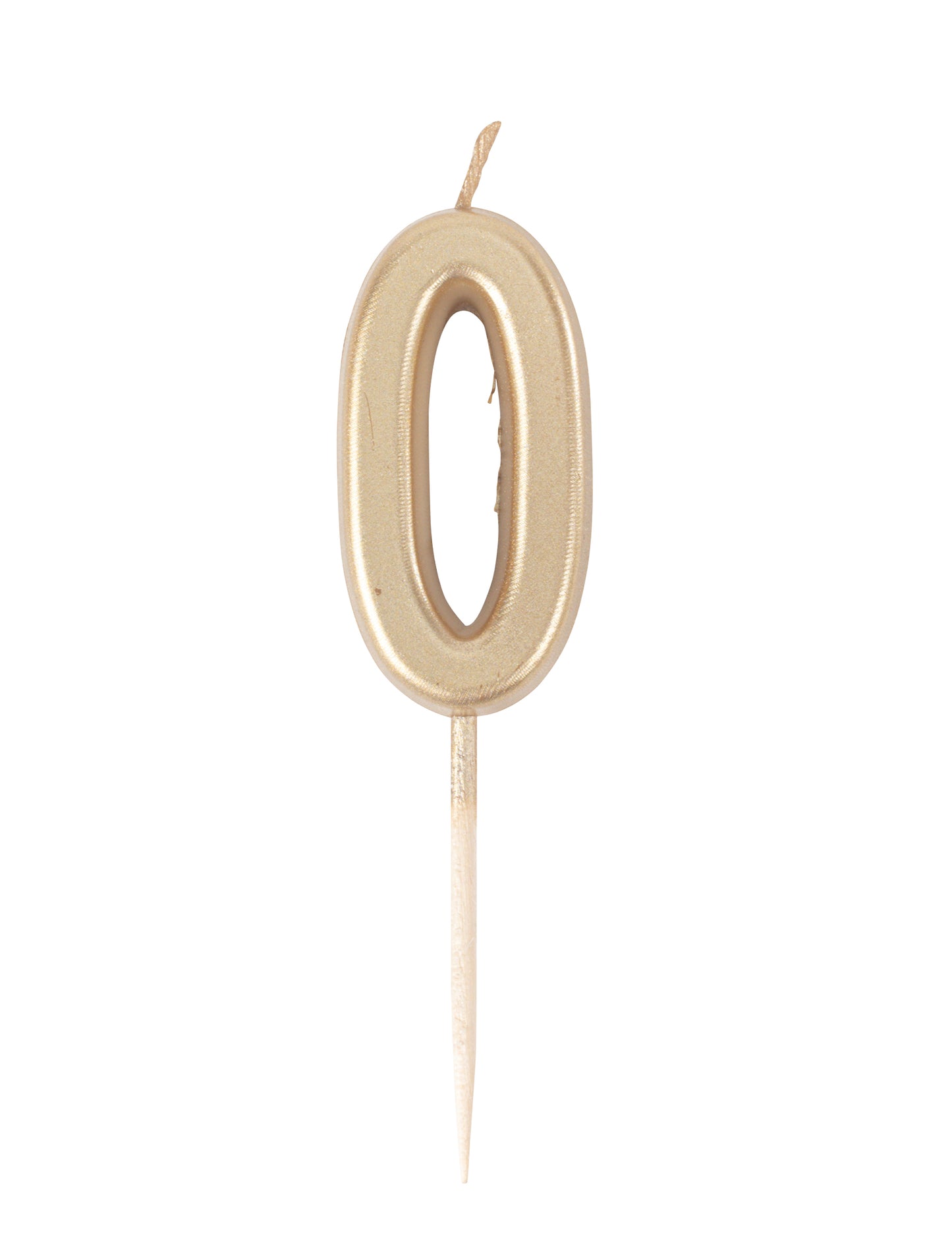 Bougie d'anniversaire chiffre 0 doré métallisé 4,3 cm avec pic