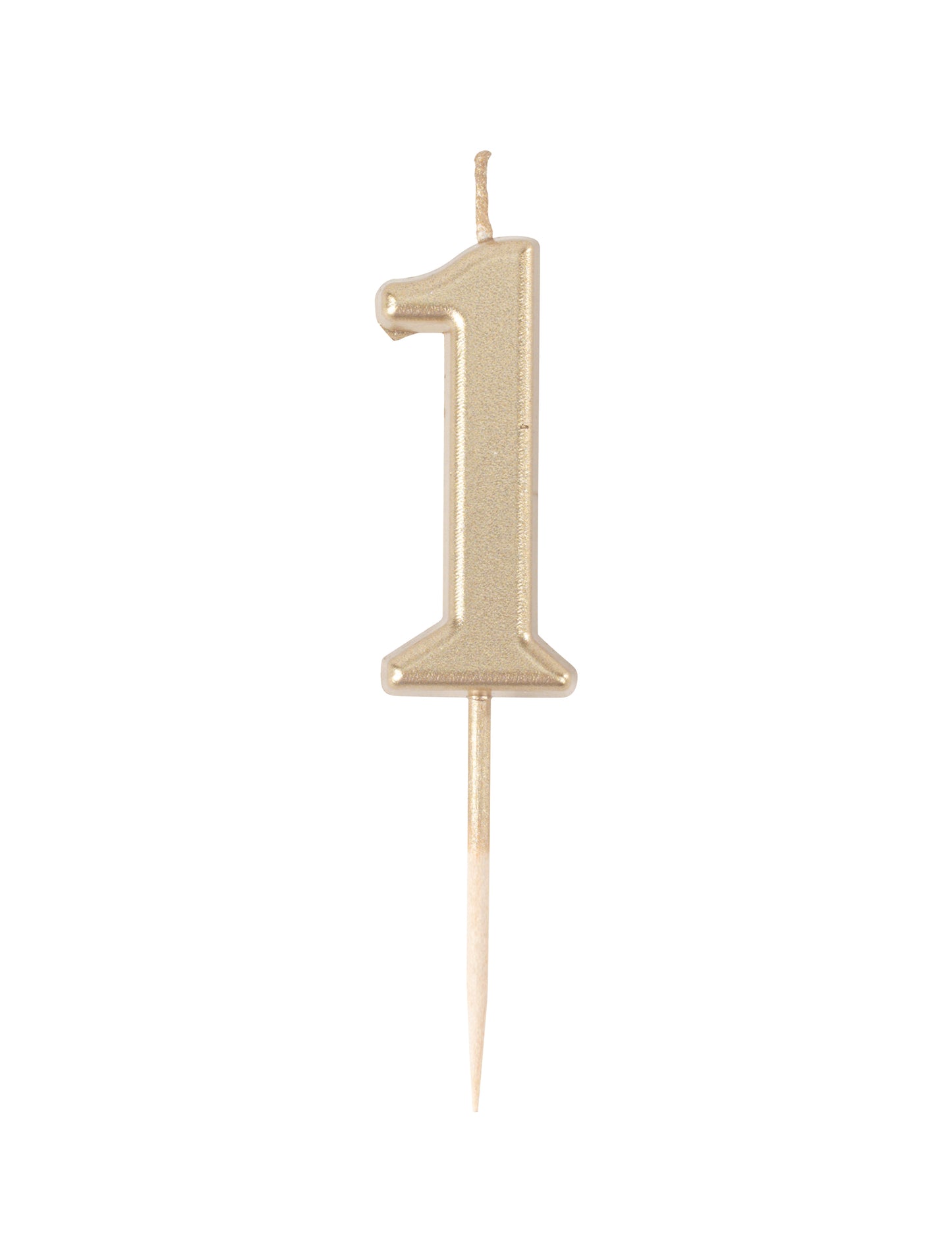 Bougie d'anniversaire chiffre 1 doré métallisé 4,3 cm avec pic