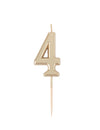 Verjaardagskaars cijfer 4 metallic goud 4,3 cm van was