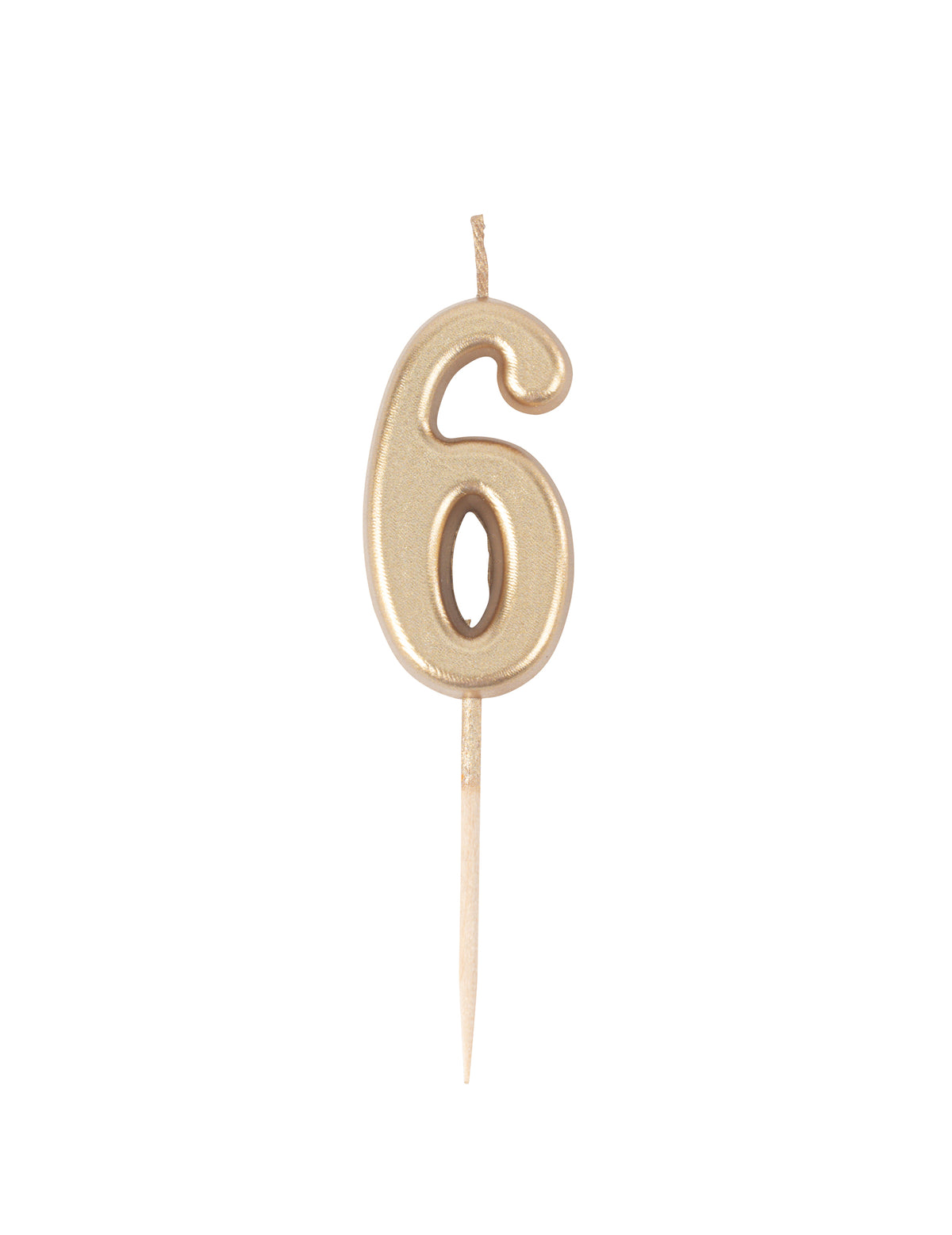 Verjaardagskaars Cijfer 6 Goud Metallic 4,3 cm met Prikker