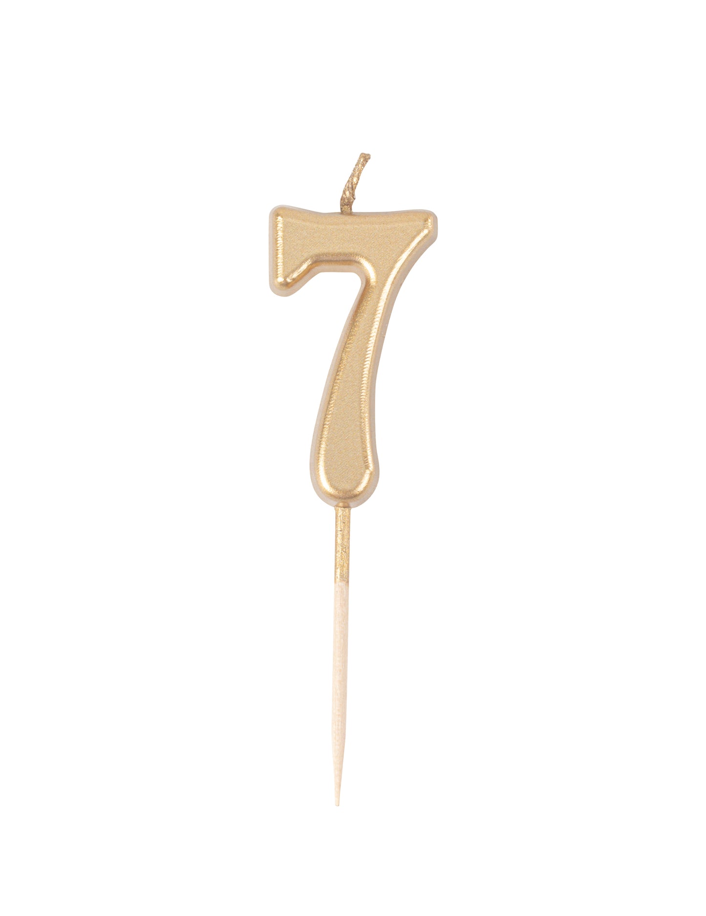 Bougie d'anniversaire chiffre 7 doré métallisé 4,3 cm sur pic