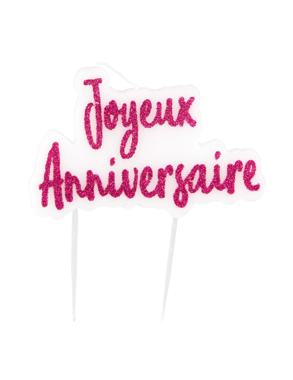 Bougie sur pique Joyeux Anniversaire pour gâteau fuschia pailletée