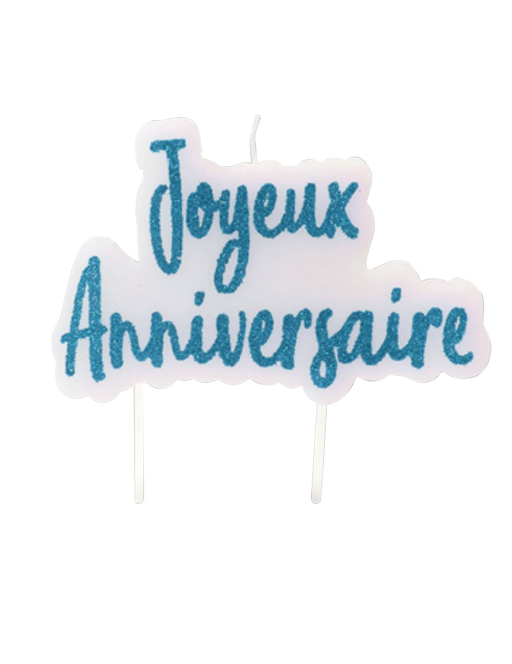 Bougie sur pique Joyeux Anniversaire turquoise pailletée