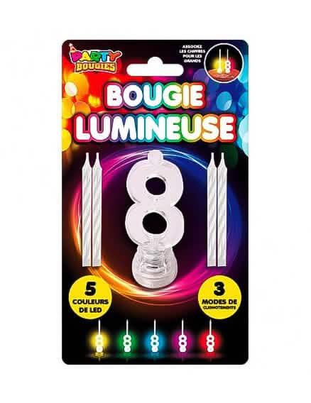 LED lichtgevende kaars cijfer 8 voor verjaardag multicolor met 5 veranderende kleuren