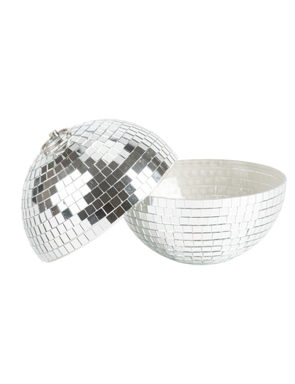 Spiegelbol om op te hangen spiegelglas zilver 16cm, disco decoratie