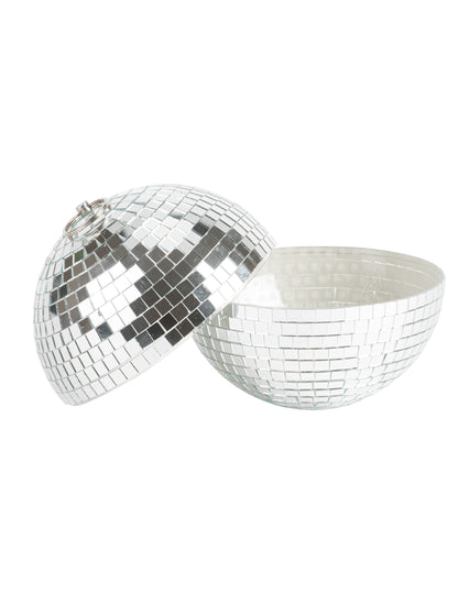 Spiegelbol om op te hangen spiegelglas zilver 16cm, disco decoratie