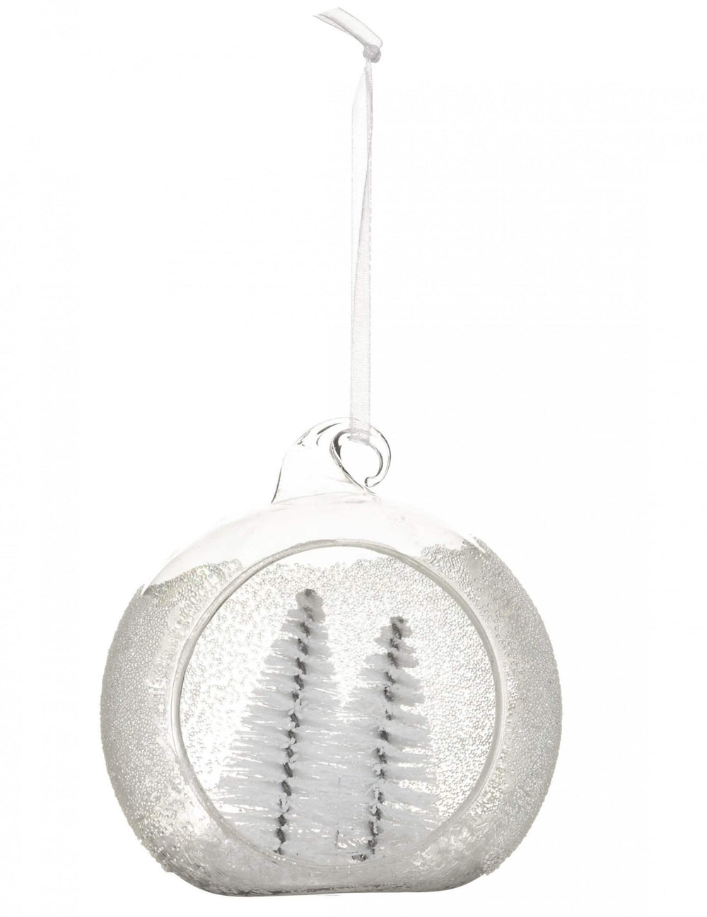 Boule de noël avec sapins polaire en verre givrée