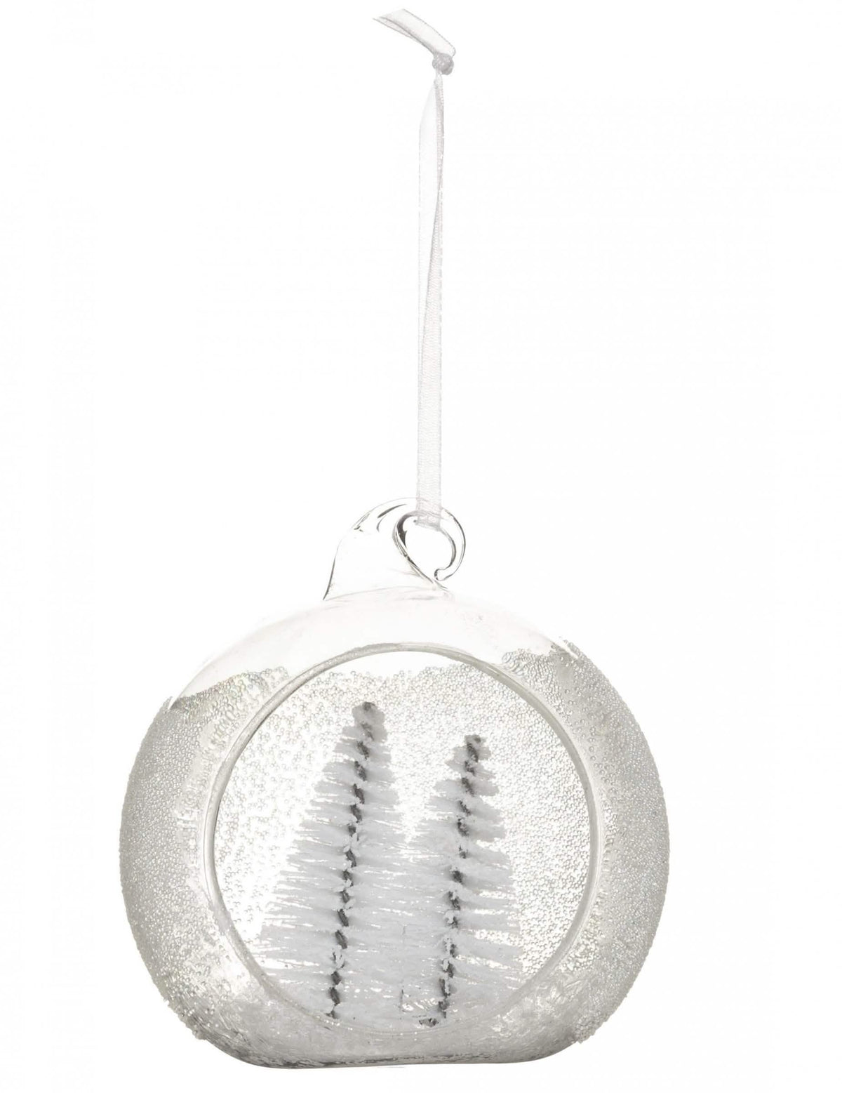 Boule de noël avec sapins polaire en verre givrée