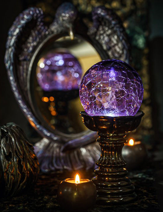 Boule magique violette avec LED 10 x 10 x 22 cm