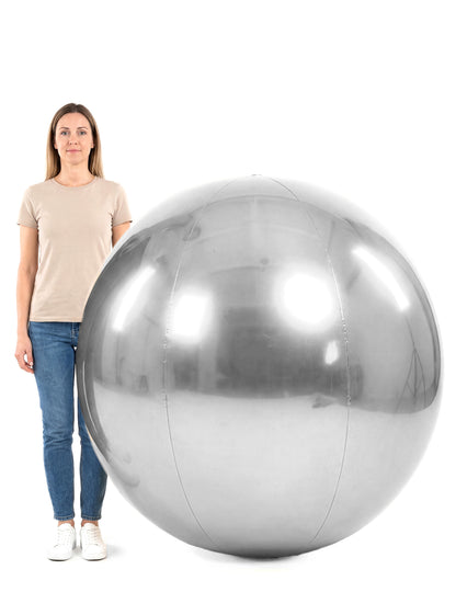 Ballon géant boule miroir argentée 120 cm