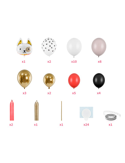 Détail du contenu du kit du bouquet de ballons chien