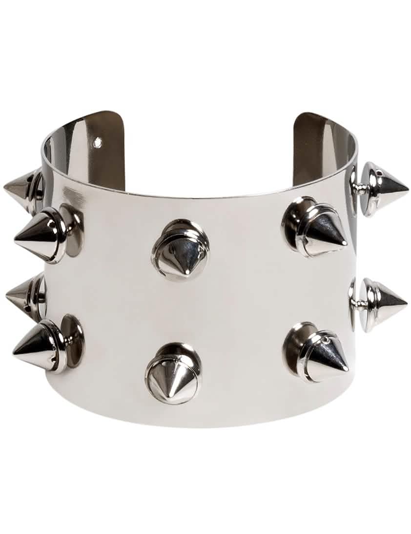 Metalen punk armband voor volwassenen zilver / grijs met punten