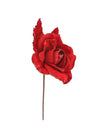 Rode glitter fluwelen rozentak 21 cm