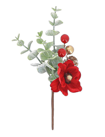 Branche Élégance velours rouge vert et or 18,5 cm