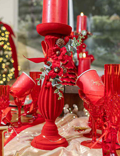 Tak Elegantie fluweel rood groen en goud 18,5 cm