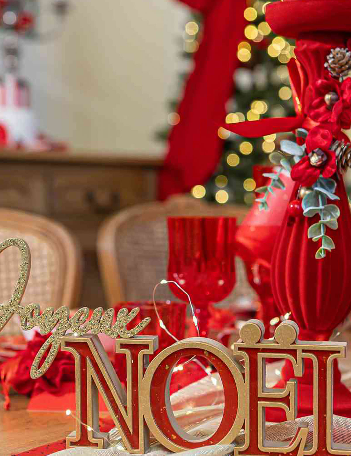 Tak Elegantie fluweel rood groen en goud 18,5 cm