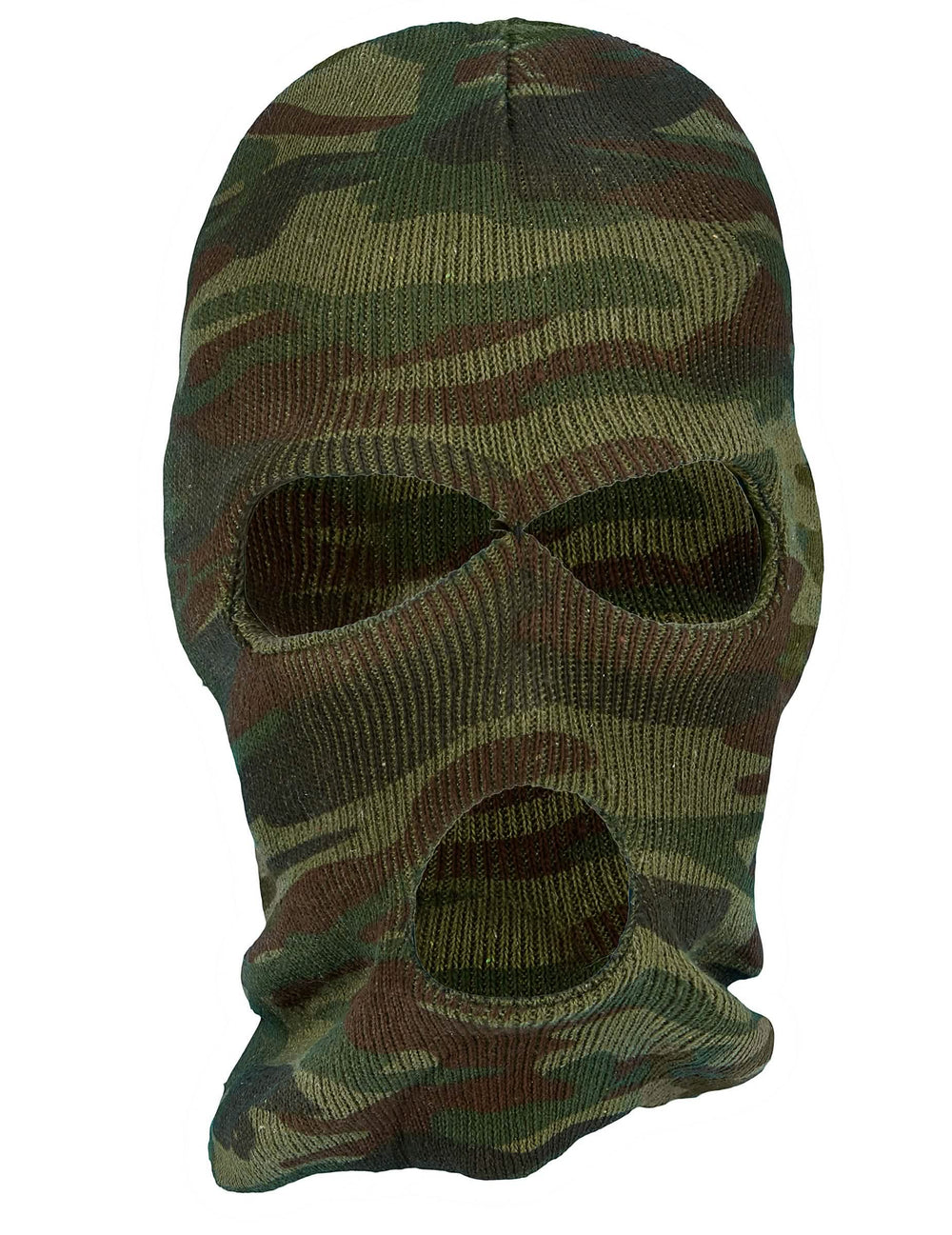 Cagoule camouflage pour adulte vert et marron avec trois ouvertures