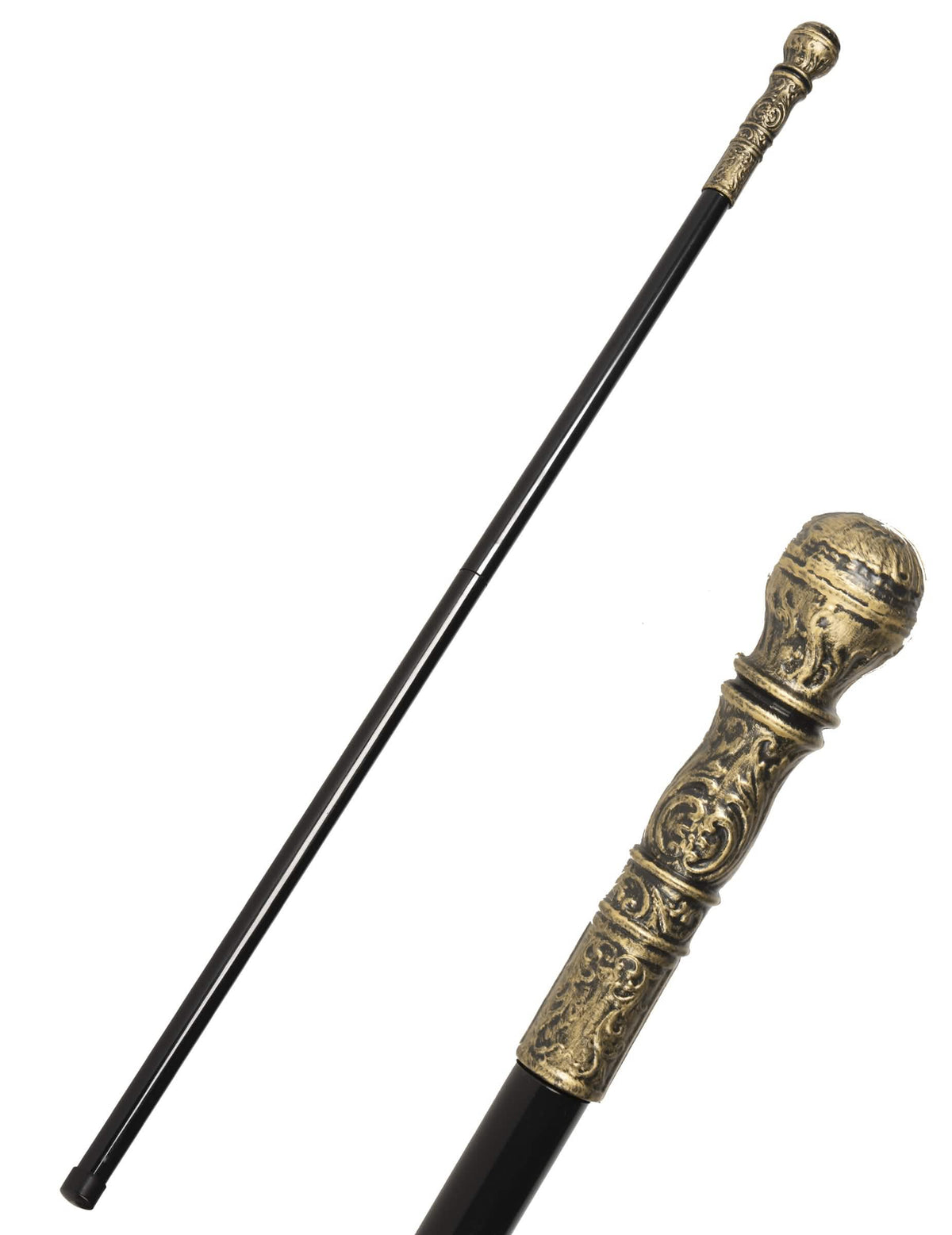 Zwart en gouden wandelstok 108 cm