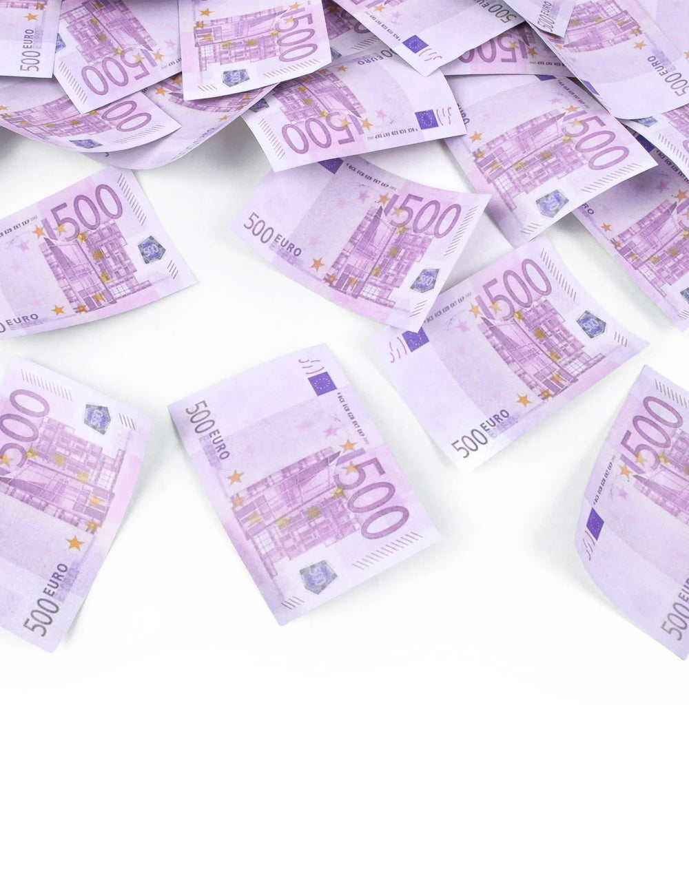 Détail des confettis du canon à confettis billets 500 euros