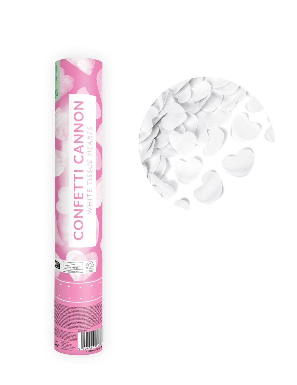 Canon à confettis coeurs pour fête blancs