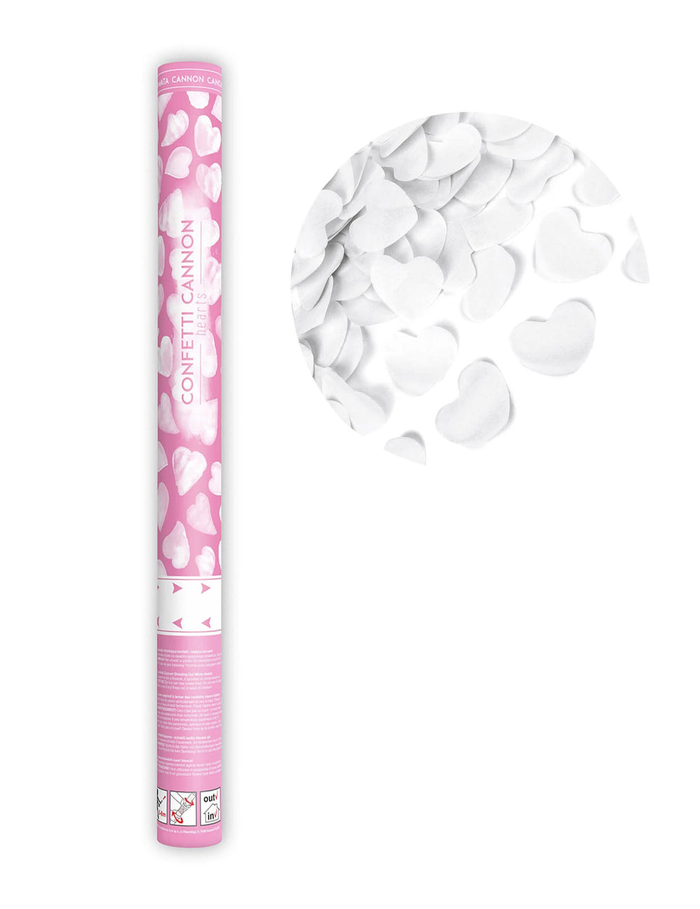 Canon à confettis coeurs pour fête blancs
