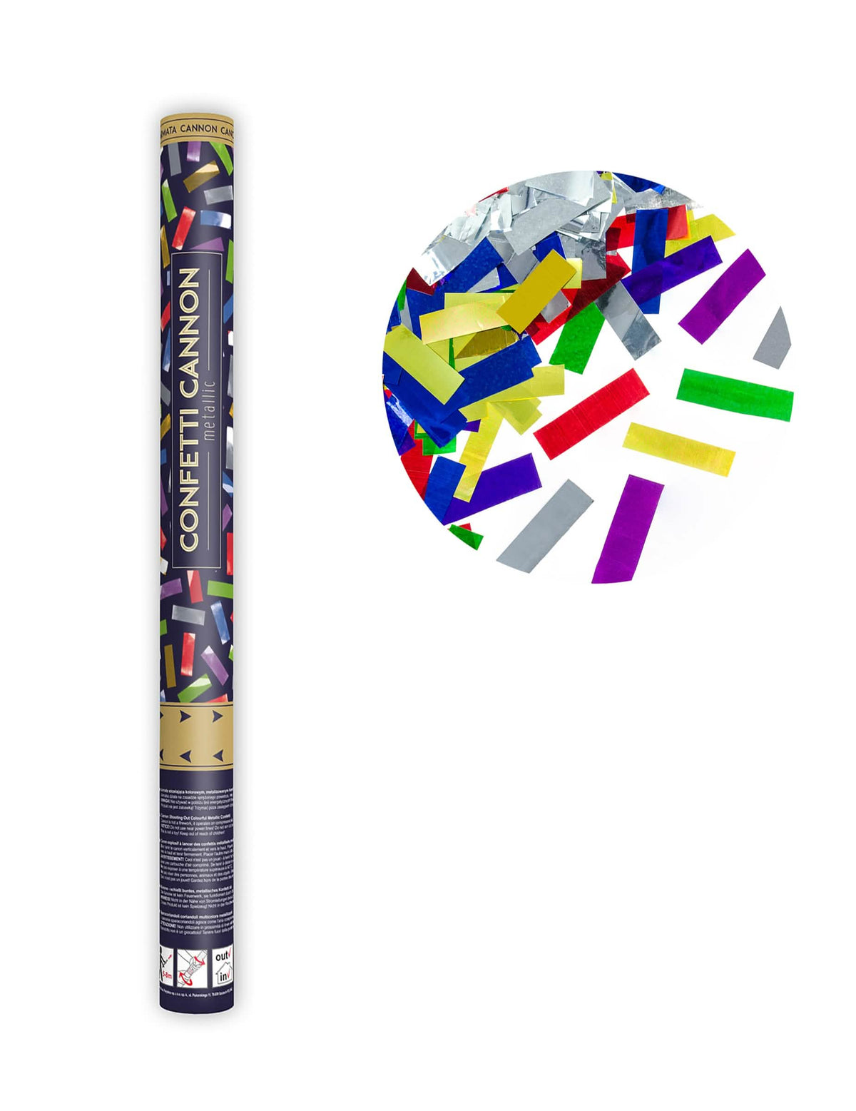 Canon à confettis multicolores pour fête métalliques