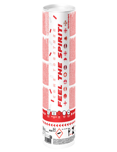 Confettikanon rood en wit