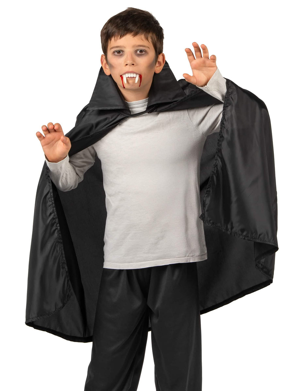 Cape de vampire Halloween pour enfant noire avec col montant