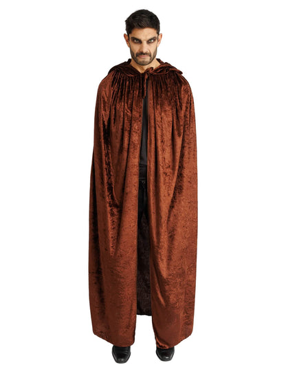 Extra lange cape luxe bruin fluweel 202 cm