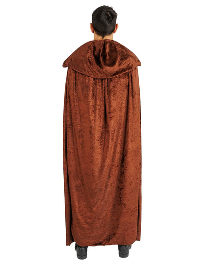 Extra lange cape luxe bruin fluweel 202 cm