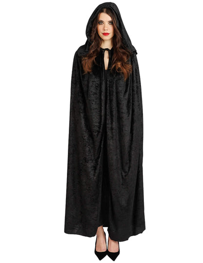 Extra lange cape luxe zwart fluweel 202 cm