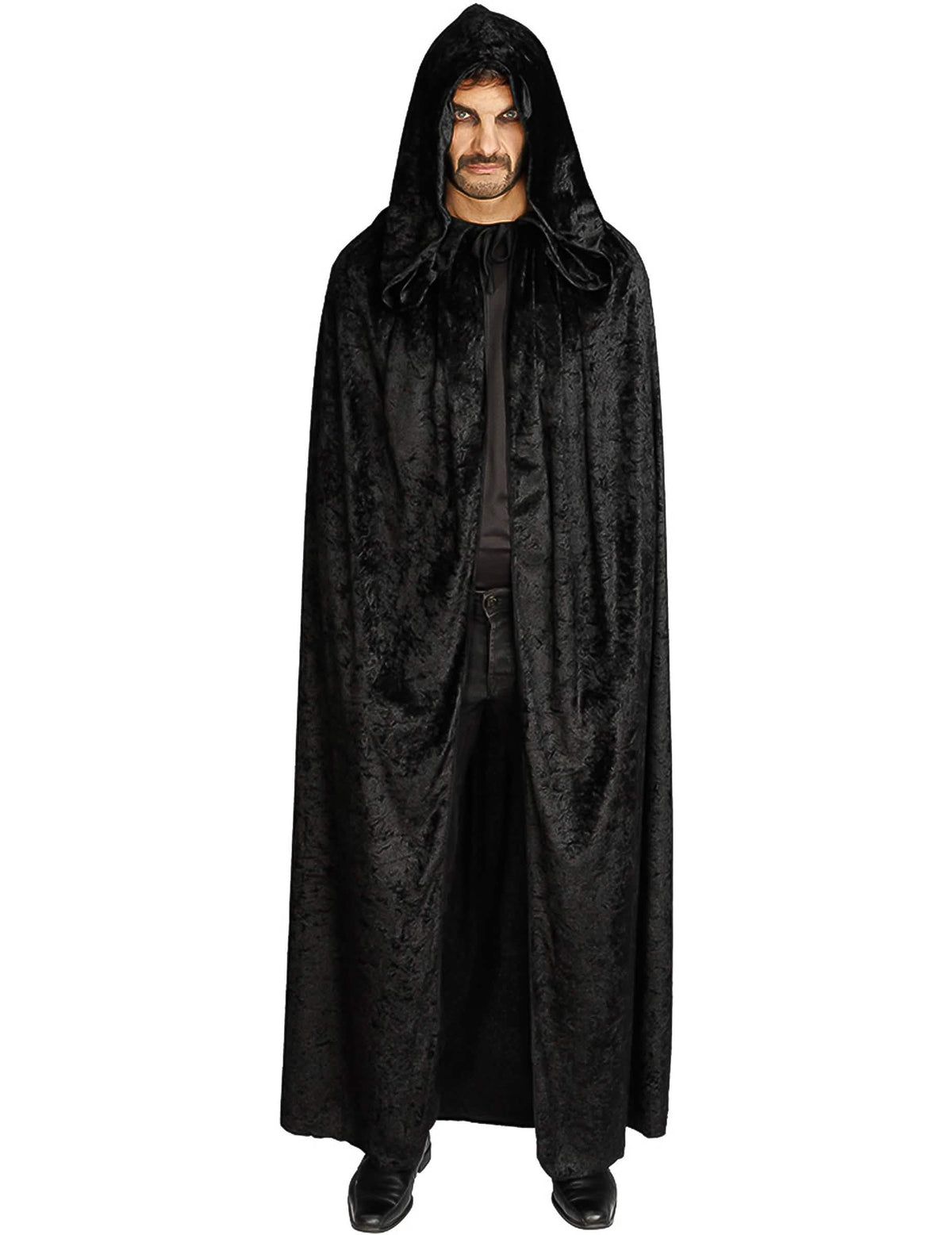 Extra lange cape luxe zwart fluweel 202 cm