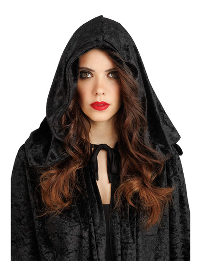 Extra lange cape luxe zwart fluweel 202 cm