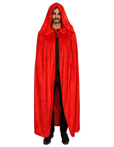 Cape très longue velours rouge luxe 202 cm