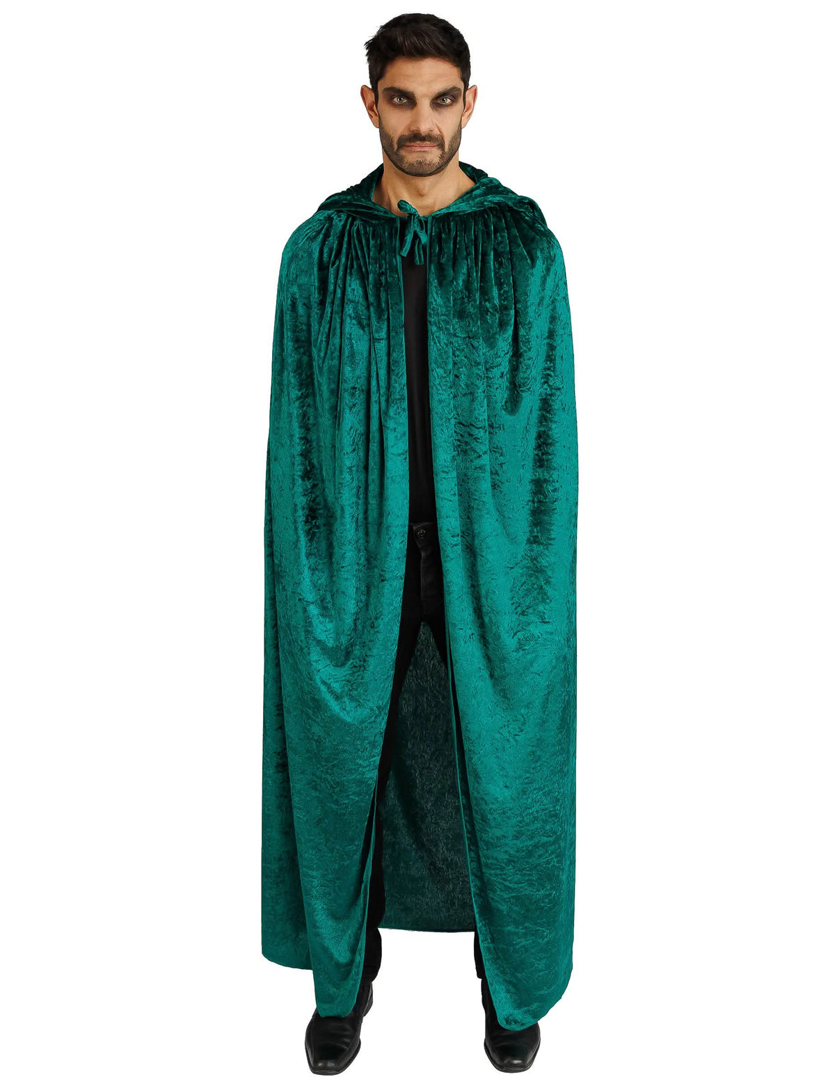 Cape très longue velours vert luxe 202 cm