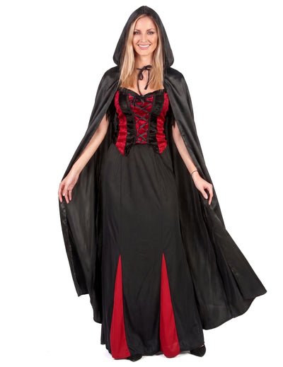 Zwarte Vampirella-cape voor volwassenen Halloween