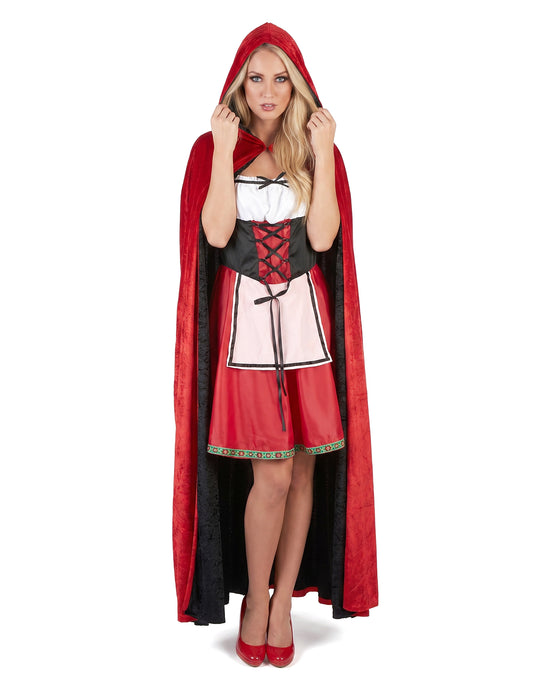 Cape vampire velours rouge et noire réversible luxe adulte