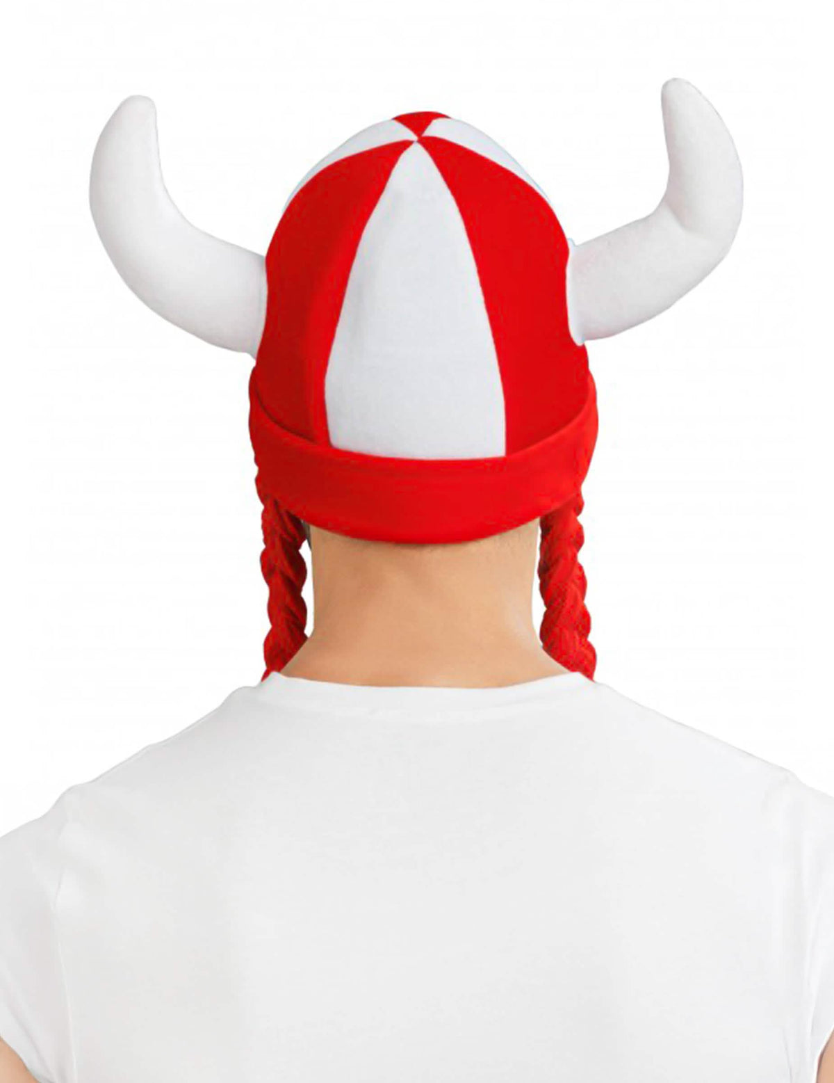 Casque en tissu avec cornes et tresses supporter Suisse