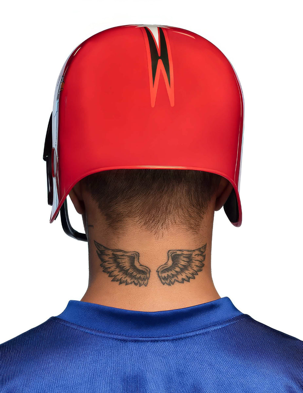 Vue de dos du casque de joueur de football pour adulte rouge
