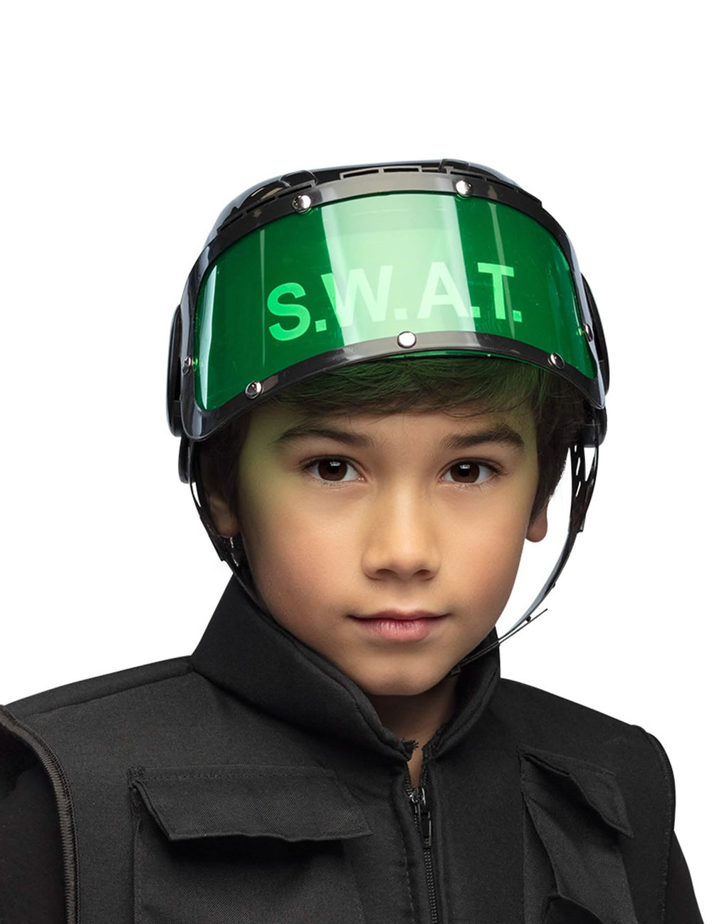 Close-up van het vizier van de SWAT-helm voor kinderen