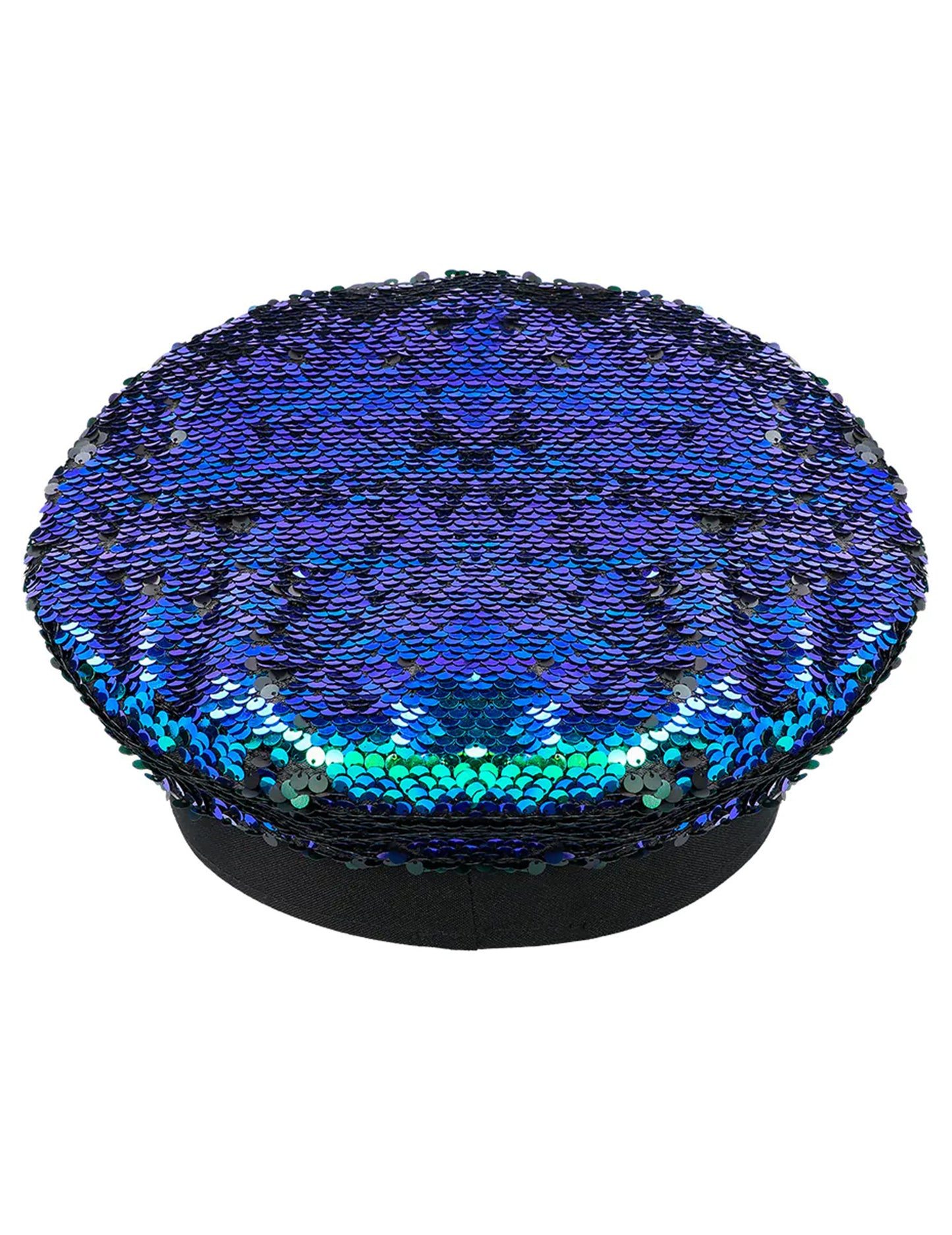 Vue de dessus de la casquette à sequins réversibles