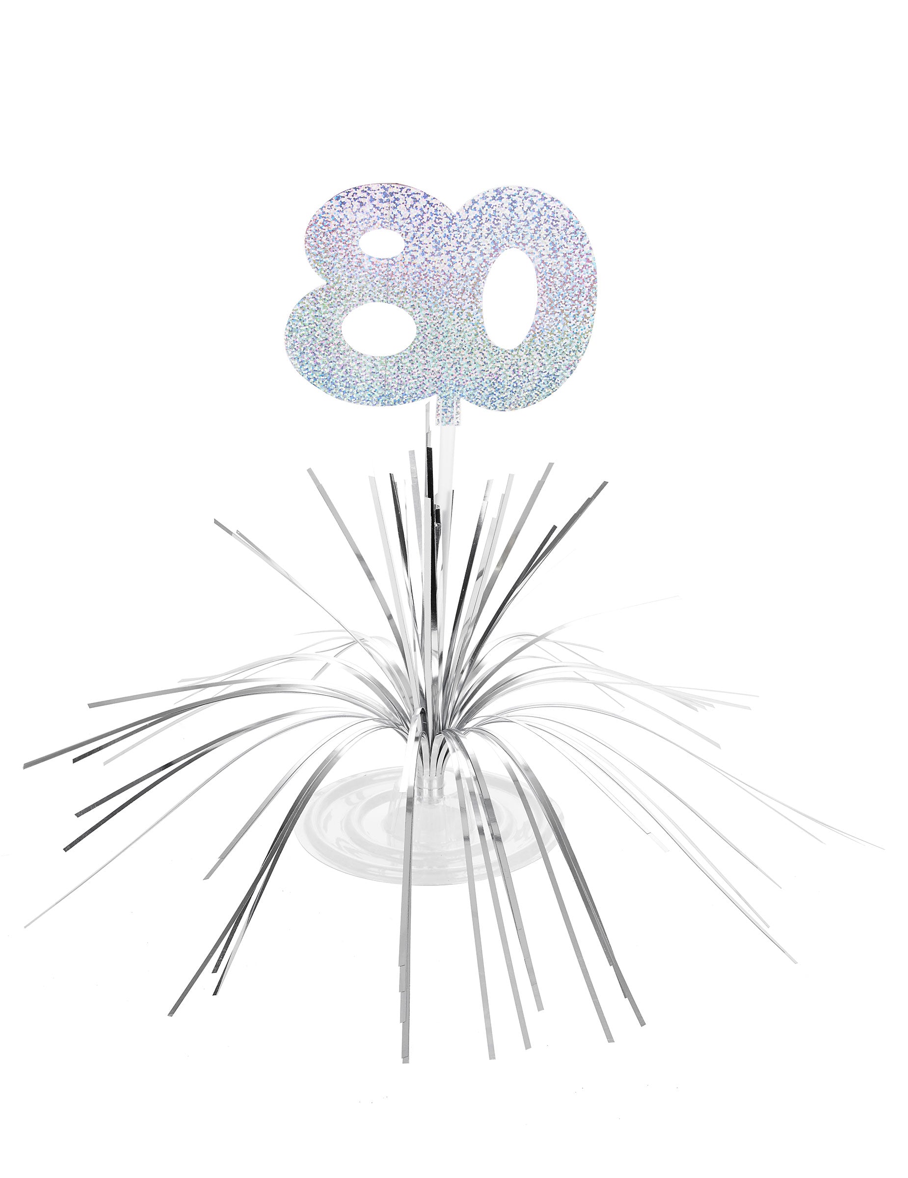 Centre de table 80 ans pour anniversaire argenté scintillant