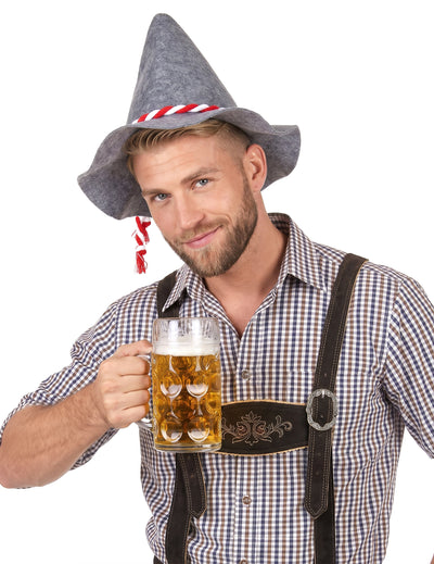 Chapeau bavarois adulte avec cordelette rouge et blanche