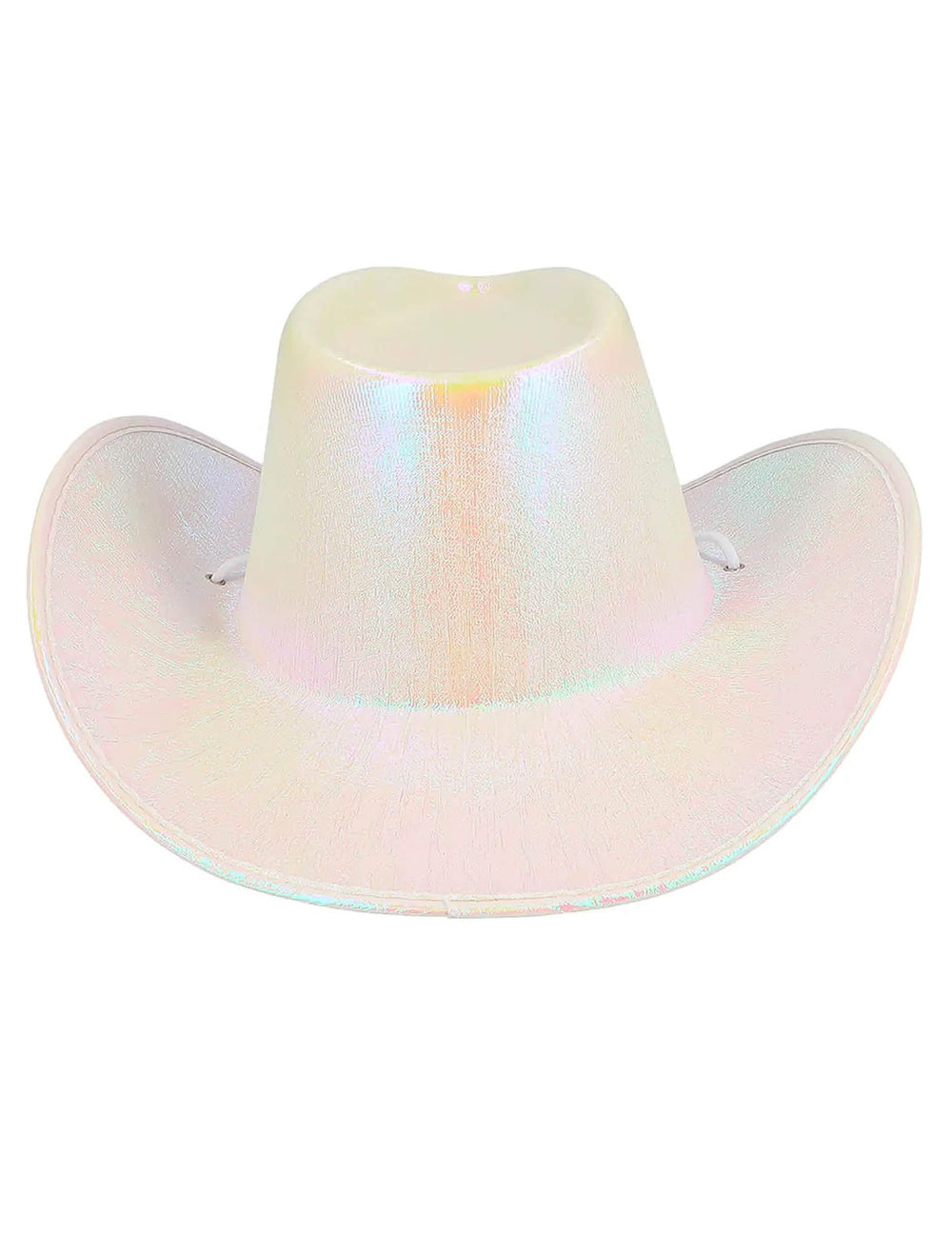 Vue de face du chapeau de cowboy iridescent pour adulte