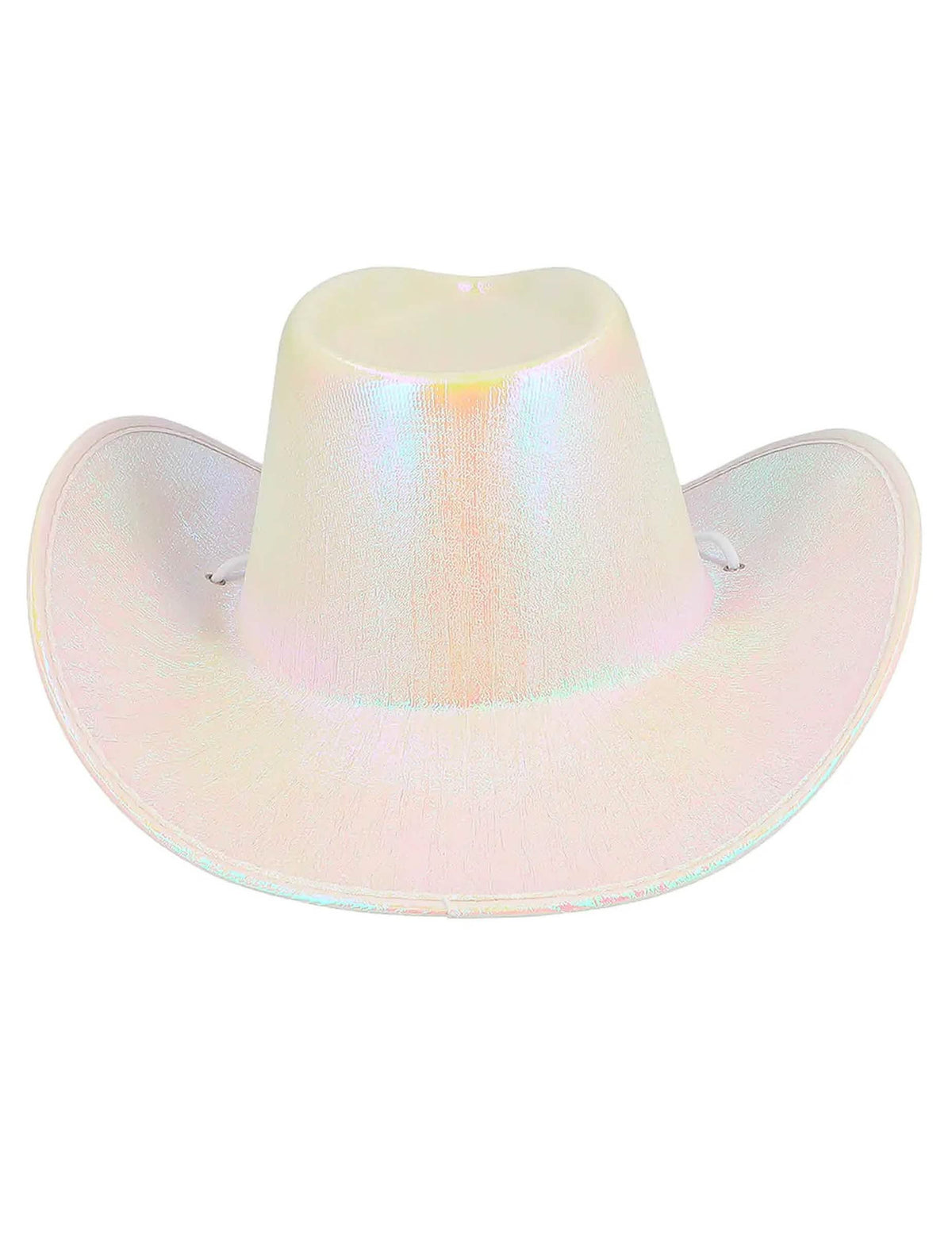 Vue de face du chapeau de cowboy iridescent pour adulte