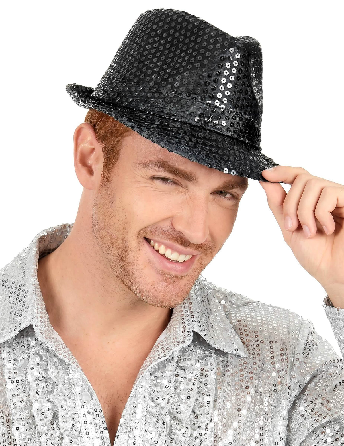 Zwarte glitter hoed voor volwassen