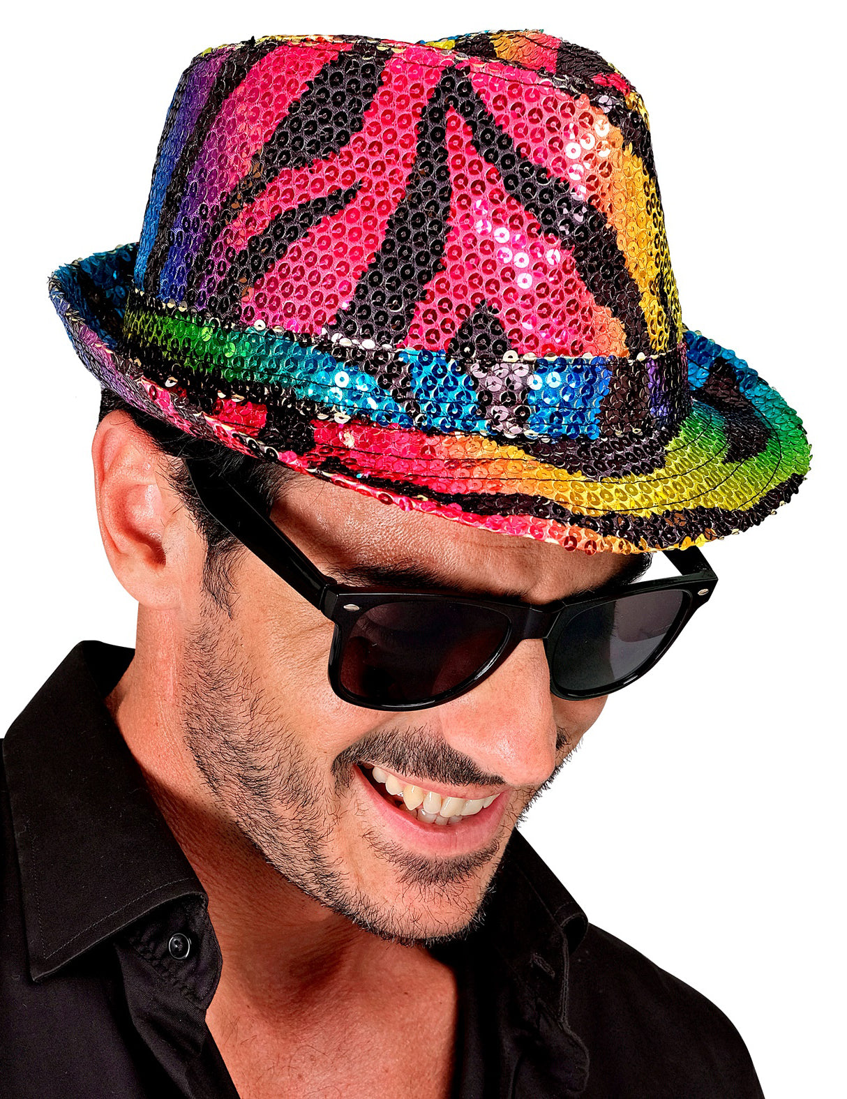 Chapeau borsalino à sequins tigré pour adulte multicolore
