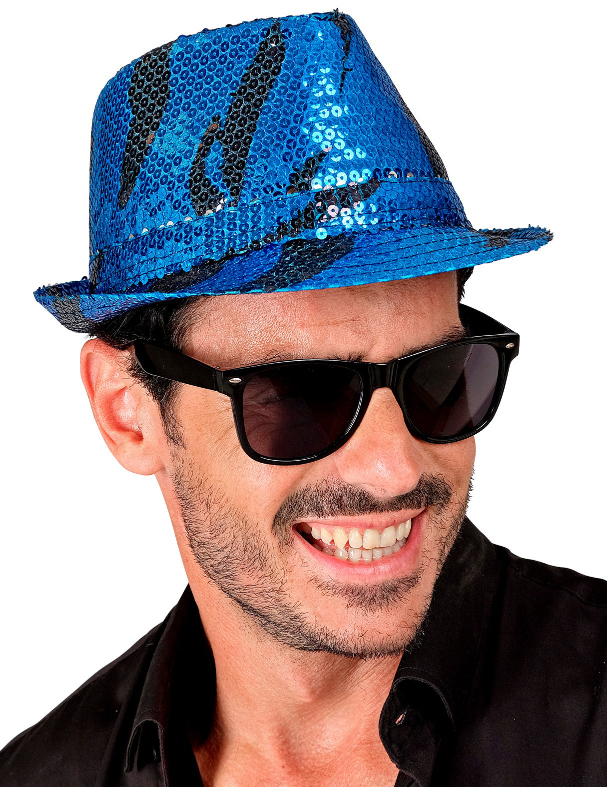 Vue de face du chapeau borsalino à sequins vague