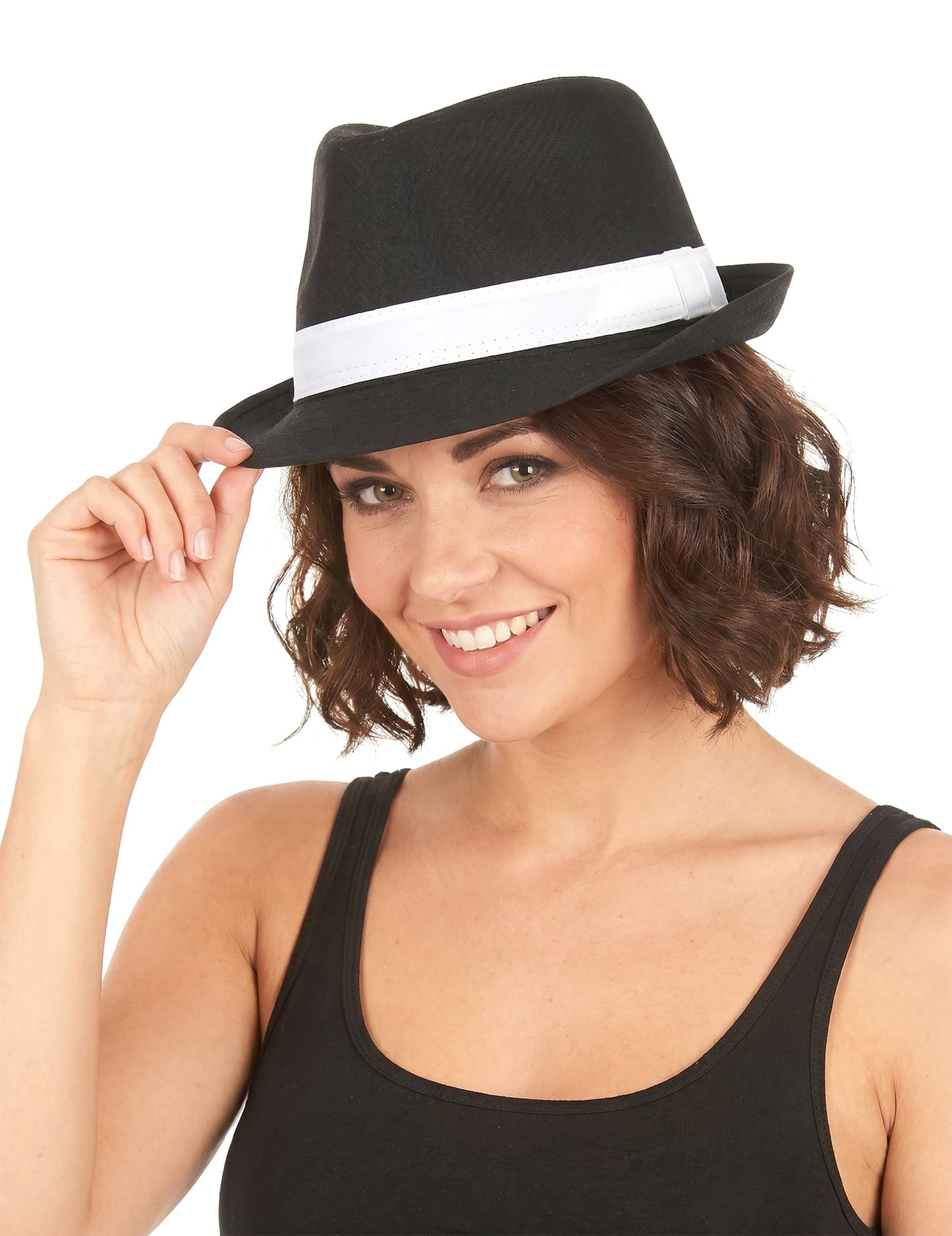 Chapeau borsalino noir luxebande blanche adulte